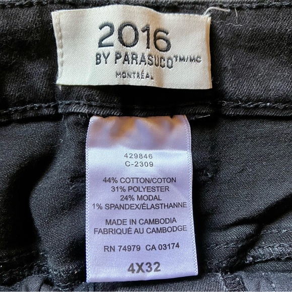2016 Parasuco stretch strait leg black jeans size 4 X 32 - Picture 3 of 3